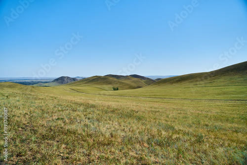 View of the Long Mountains Ridge. The beginning of the Ural mountains. Orenburg region. High quality photo