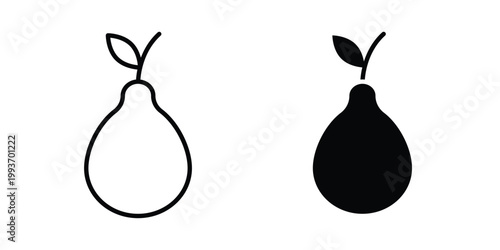 Guava icon. Line and glyph solid vector collection.