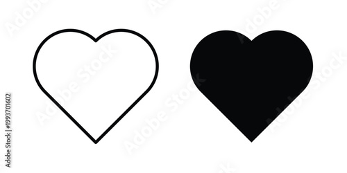 Heart icon. Line and glyph solid vector collection.