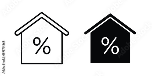 Home loan icon. Line and glyph solid vector collection.