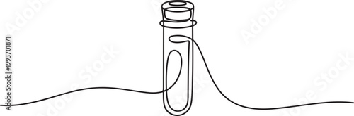 Continuous Line Blood Collection Tube Icon, Blood analysis, sampling set. Test tube rack, medical tests, medical supplies. one line Icon drawing