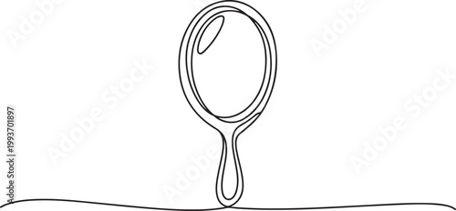 one line art mirror vector illustration. line art, one continuous line, simple, hand drawn and sketch style. for icons, symbols, signs or logos. one line Icon drawing