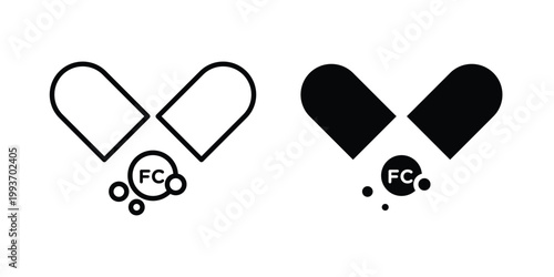 Iron capsule icon. Line and glyph solid vector collection.