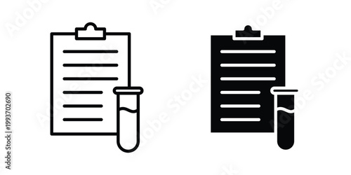 Lab test results icon. Line and glyph solid vector collection.