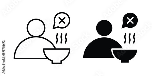 Lack of appsetite icon. Line and glyph solid vector collection.