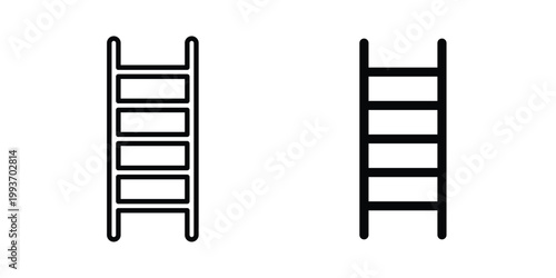 Ladder icon. Line and glyph solid vector collection.