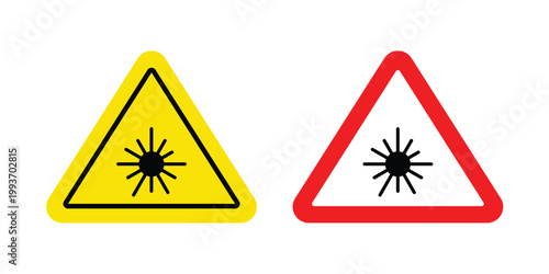 Laser warning icon. Line and glyph solid vector collection.