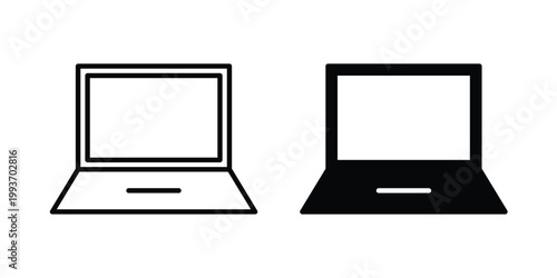 Laptop icon. Line and glyph solid vector collection.