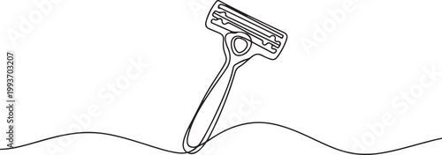 Razor blade in continuous one line art drawing minimalist style for barbershop and grooming design. one line Icon drawing