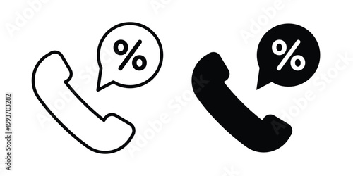 Loan call icon. Line and glyph solid vector collection.