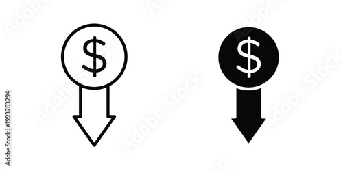 low cost icon. Line and glyph solid vector collection.