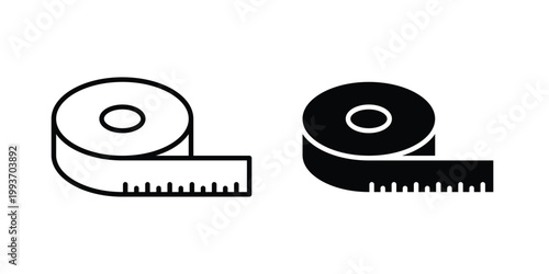 Measuring tape icon. Line and glyph solid vector collection.
