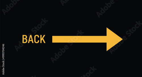 A high-contrast cinematic typography fragment featuring a bold yellow directional arrow and partial sans-serif text against a deep black background, ideal for modern title sequences or high-impact mar