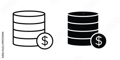 Money icon. Line and glyph solid vector collection.