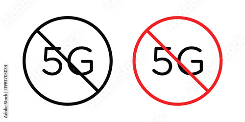 NoG signal sign. Line and glyph solid vector collection.