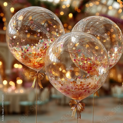 Colorful balloons shining in lights high resolution picture