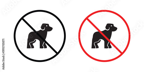 No dogs allowed sign. Line and glyph solid vector collection.