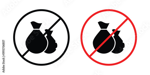 No garbage sign. Line and glyph solid vector collection.