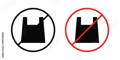 No plastic sign. Line and glyph solid vector collection.