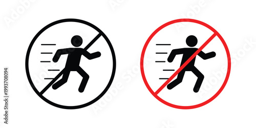 No running sign. Line and glyph solid vector collection.