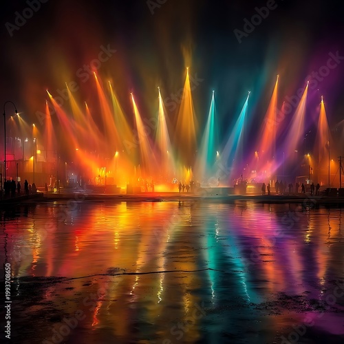 Colorful stage light beams high resolution picture