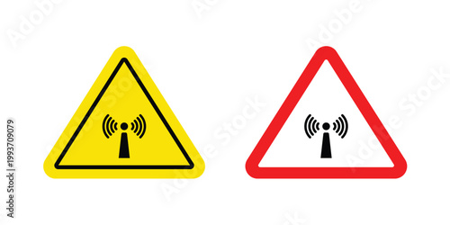 Non ionizing radiation hazard sign. Line and glyph solid vector collection.