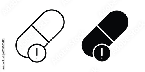 Overdose icon. Line and glyph solid vector collection.