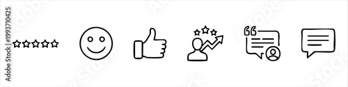 Customer Feedback and Testimonial Line Icon Set for Business Reviews and Satisfaction Ratings