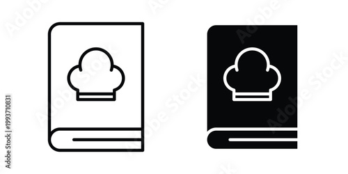 Recipe book icon. Line and glyph solid vector collection.