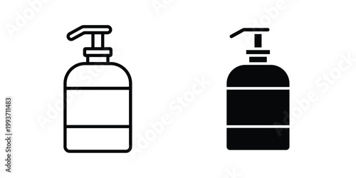 shampoo icon. Line and glyph solid vector collection.