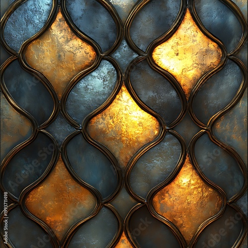 Abstract geometric pattern, honeycomb texture, golden brown hexagons