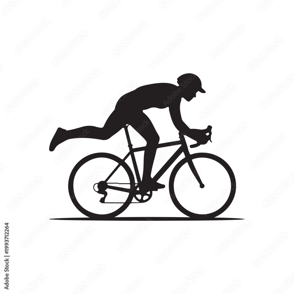 Obraz premium Black Colour Cycling In Park Silhouette Solid White Background (4).eps