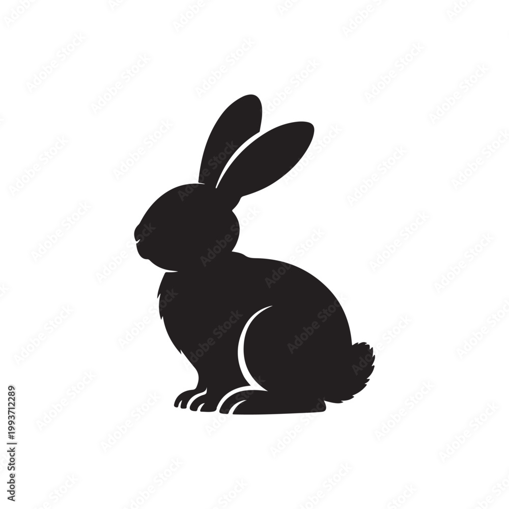 Obraz premium Black Colour Easter Bunny Silhouette Solid White Background (3).eps