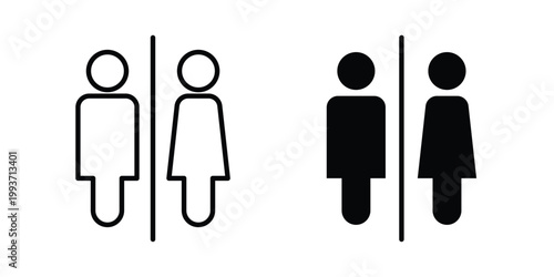 Toilet sign. Line and glyph solid vector collection.