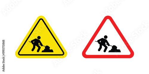 Under construction sign. Line and glyph solid vector collection.