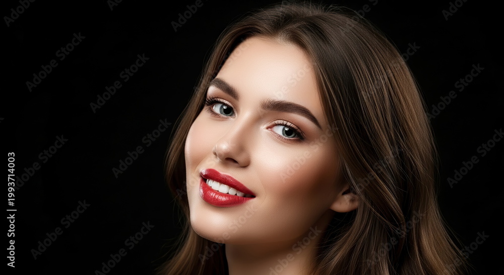 Fototapeta premium A portrait of a beautiful young woman smiling and looking at the camera in a friendly and playful way.
