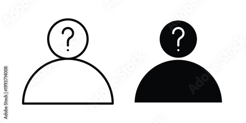 unknown person icon. Line and glyph solid vector collection.