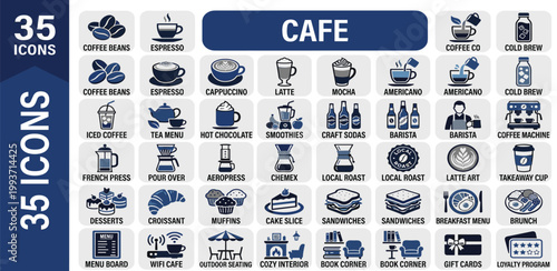 35 Cafe and Coffee Shop Icons for Business and Marketing Needs
