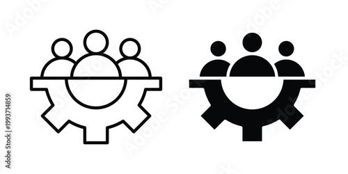 Workforce icon. Line and glyph solid vector collection.