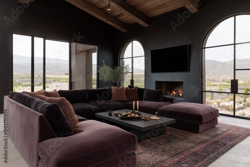 Luxurious Living Room: Experience the epitome of modern comfort and style within this meticulously designed living space. Showcasing elegant furnishings.