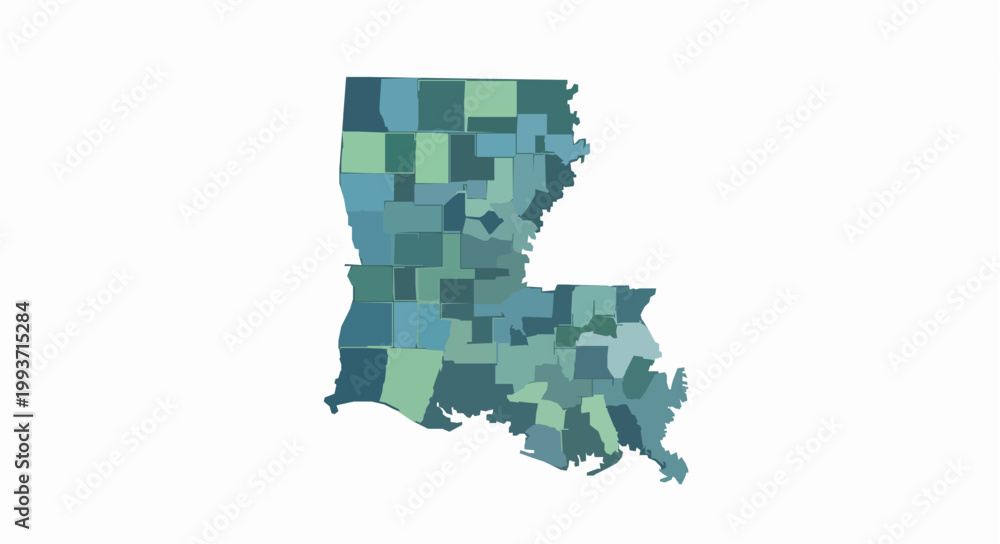 Fototapeta premium St Bernard Parish Louisiana census blocks 2020 vector map with colored regions infographic style isolated on white