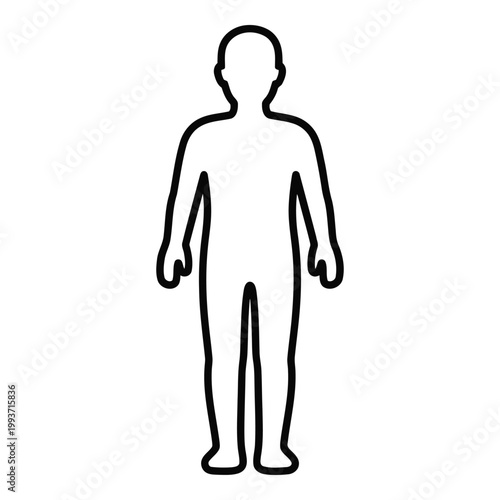 Simple Line Drawing of Standing Adult.