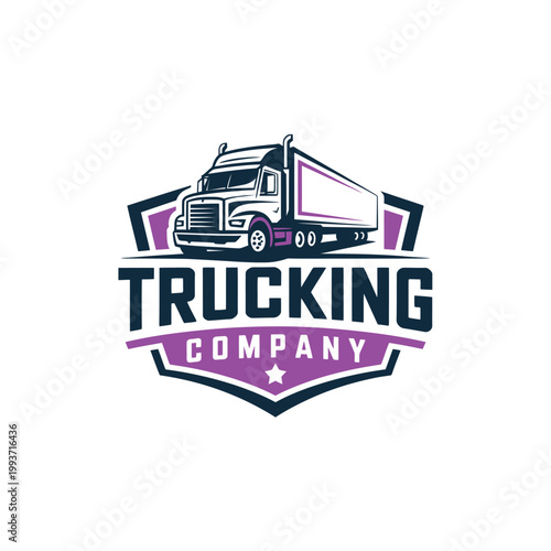 Stylized logo depicting a semi truck with bold trucking company text