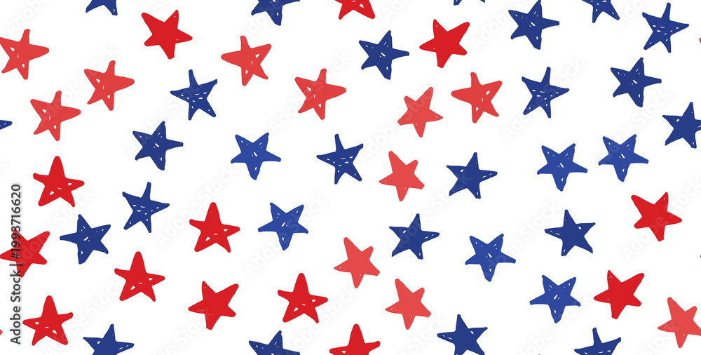 Fototapeta premium Stars grunge. Independence Day USA. Presidents day. Hand drawn illustration.