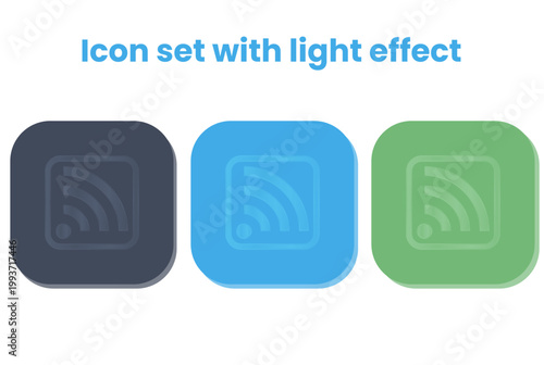 Three colored squares with embedded wi fi icons and a subtle light effect internet wireless connection technology background interface navigation communication
