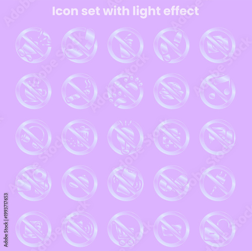 Icon set with light effect collection of prohibition and warning icons symbols are universally recognized for indicating restrictions and dangers prohibition abstract