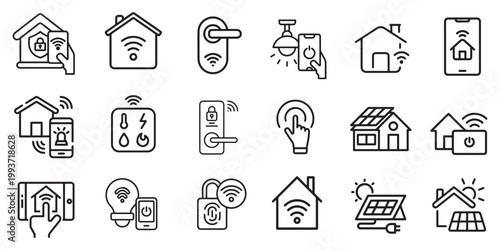 Smart Home Automation Icon Set - Intelligent House Control and IoT Device Symbols