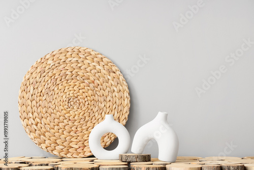 Different vases with wicker...