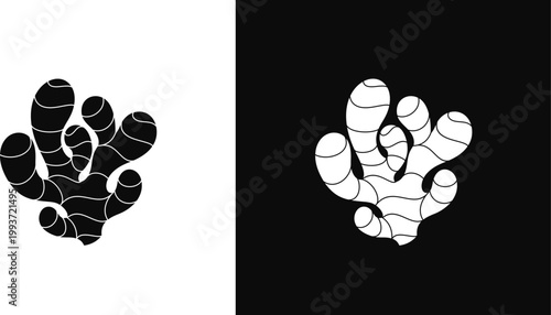 Ginger root silhouette. Healthy food sign 