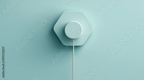 Abstract 3D Hexagonal Geometric Element on Mint Green Background Minimalist Conceptual Design for Technology and Innovation Logo